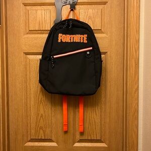 Fortnite Back Pack 14” x 5” x 18” approx. Black and Orange